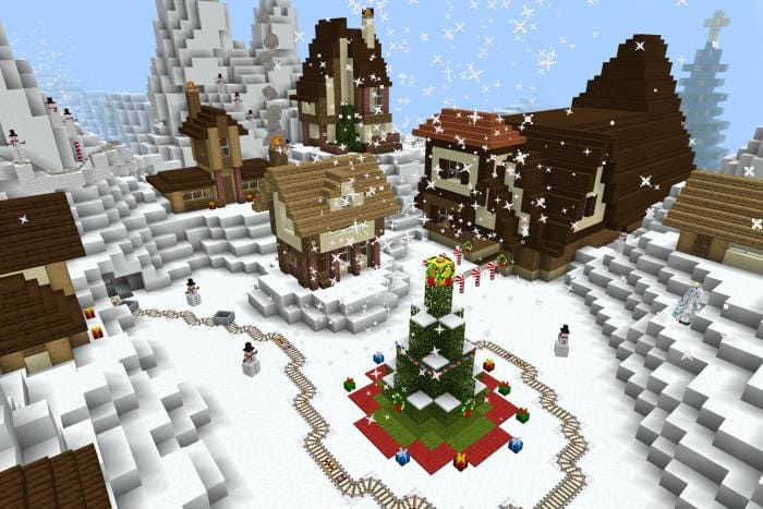 Скачать карту на новогодний парк в Minecraft PE