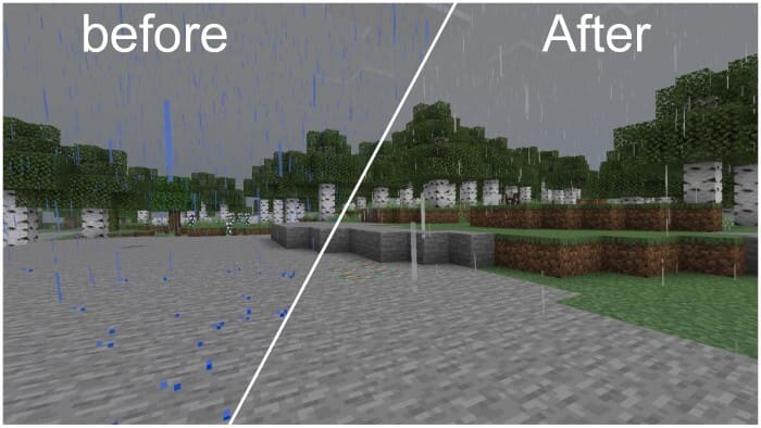 Скачать текстуры на проработанный дождь в Minecraft PE