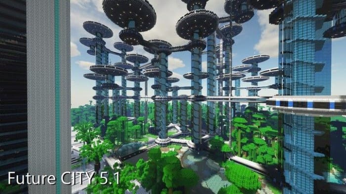 Скачать карту город будущего в Minecraft PE