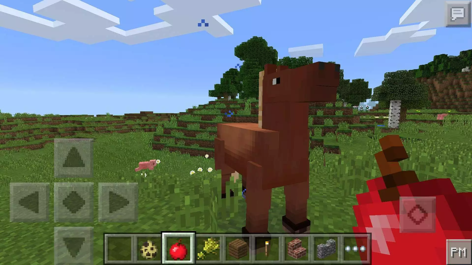 Приручение лошади из Мода на Животных для Майнкрафт на Андроид