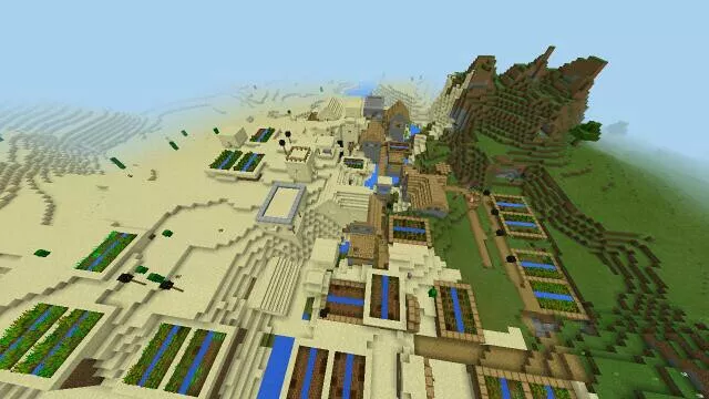 сид для Minecraft pe 0.16.0 на 2 деревни образующих город